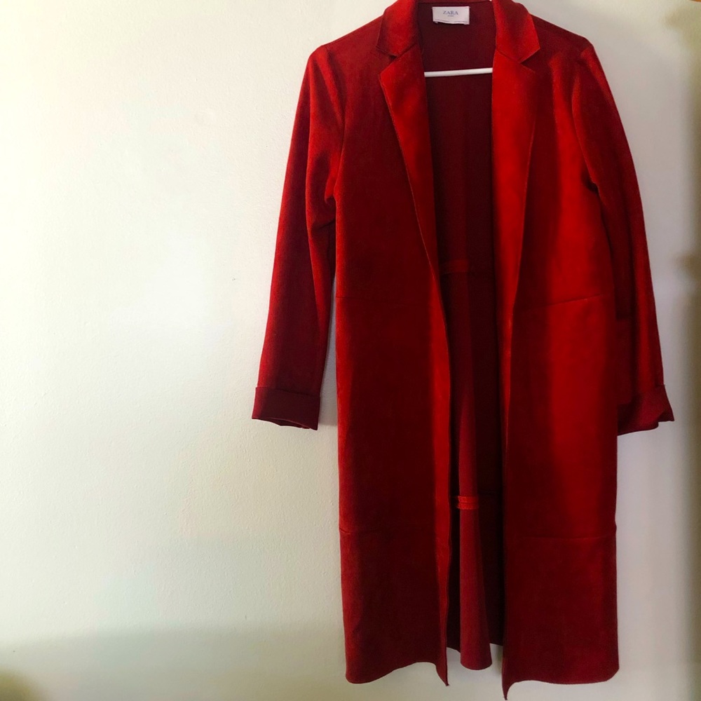 Zara Maroon Suede Duster